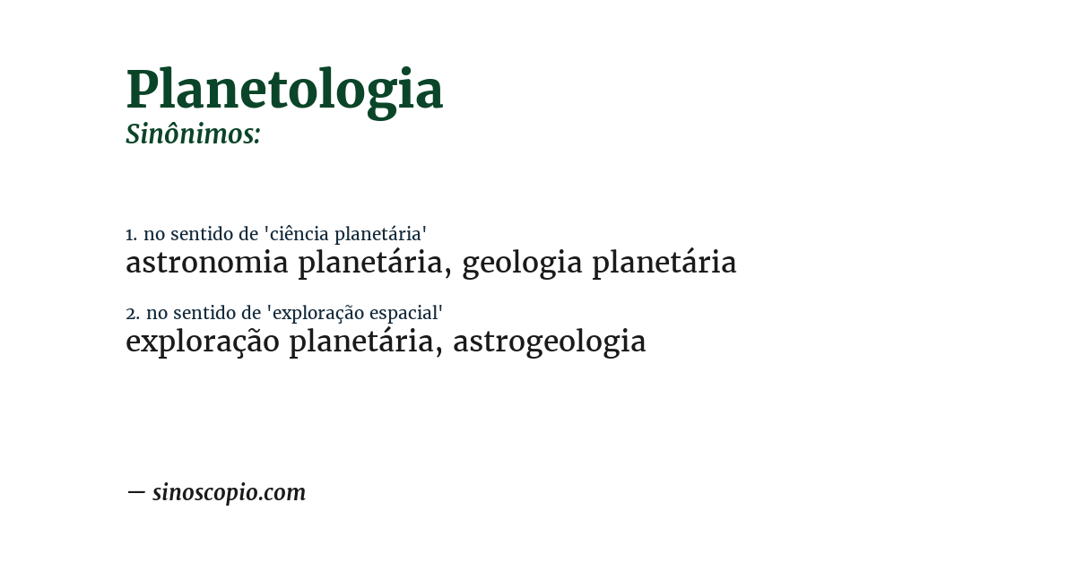 Sinônimo de planetologia