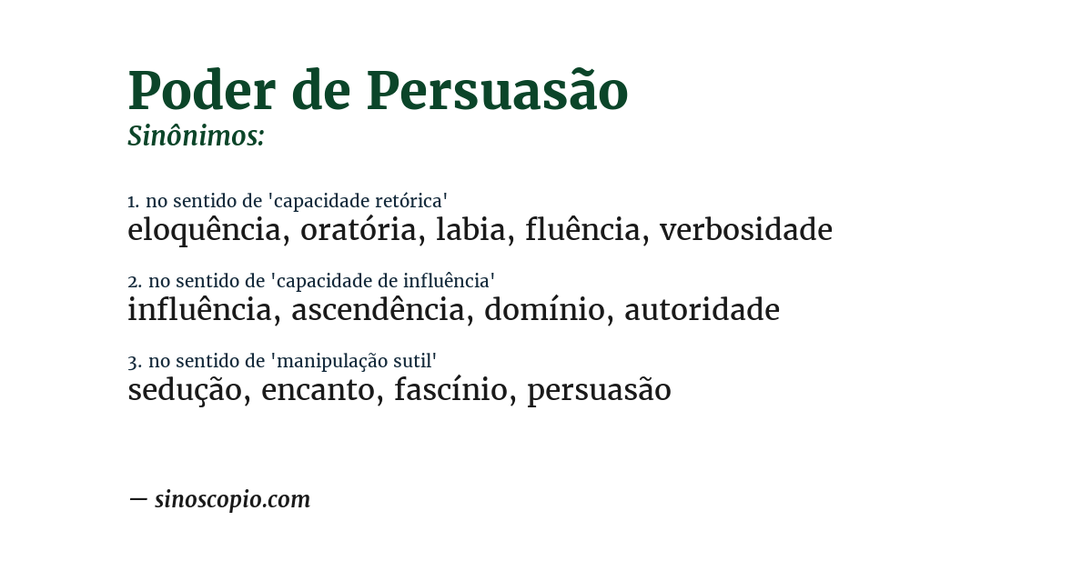 Sinônimo de poder de persuasão