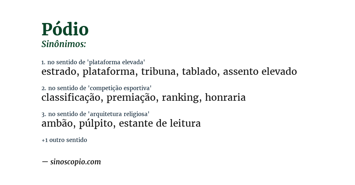 Sinônimo de pódio