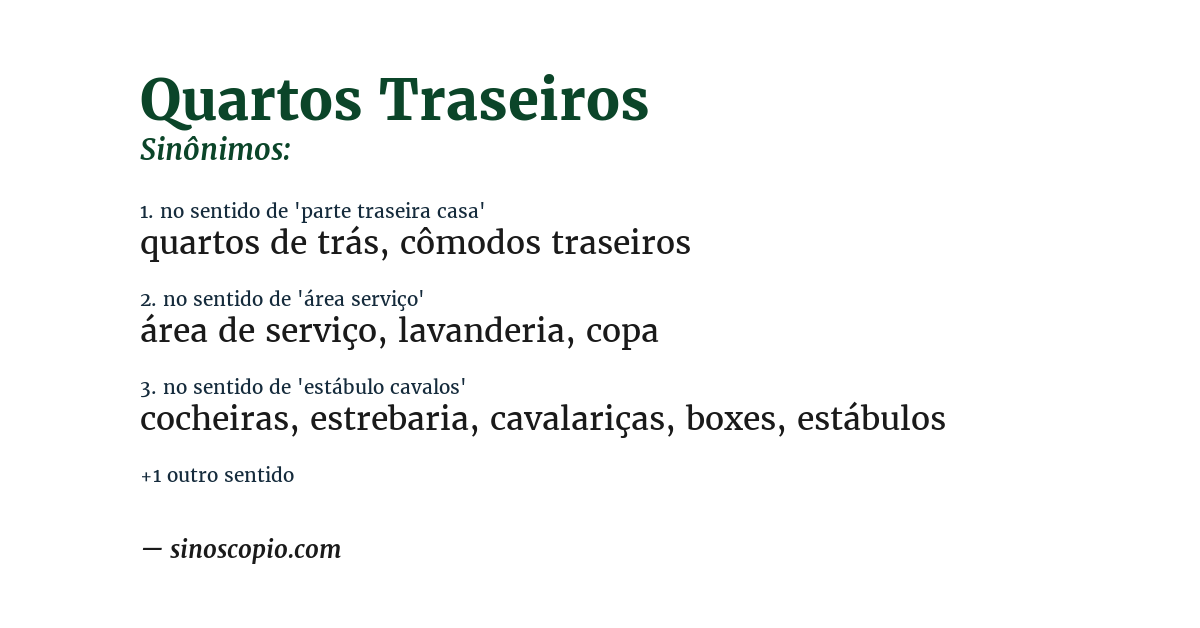 Sinônimo de quartos traseiros