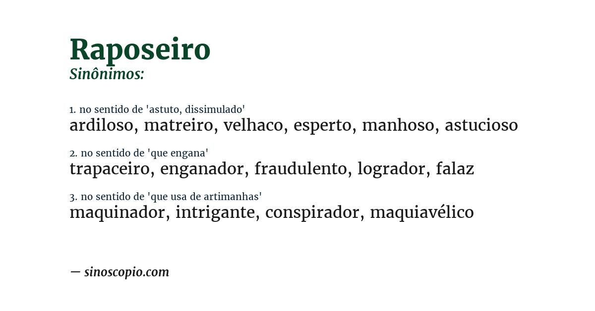 Sinônimo de raposeiro