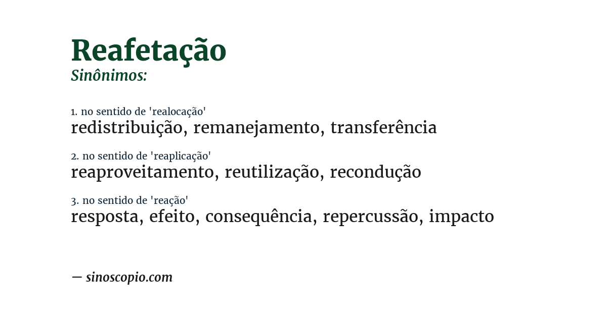 Sinônimo de reafetação