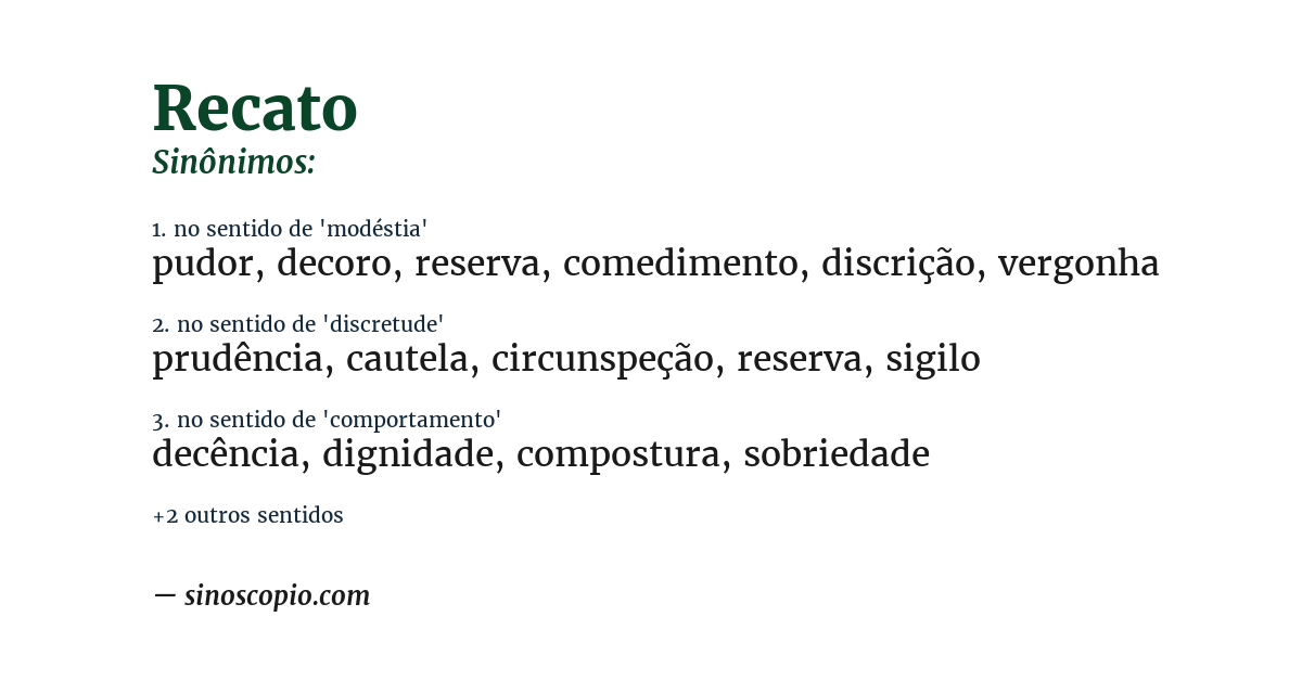 Sinônimo de recato
