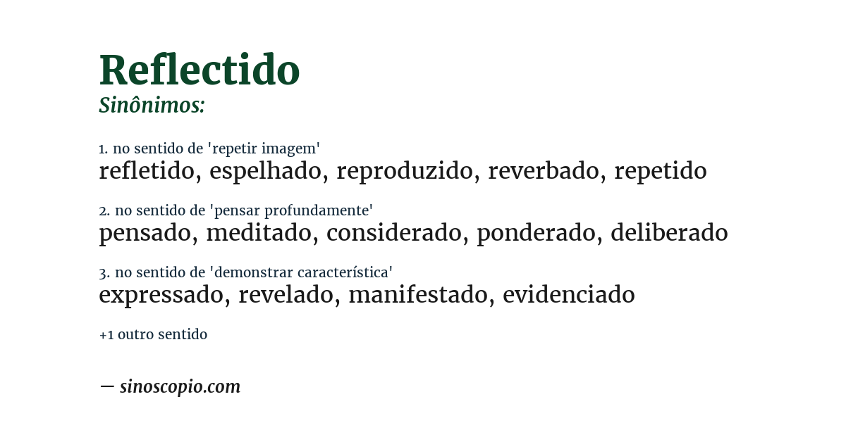 Sinônimo de reflectido
