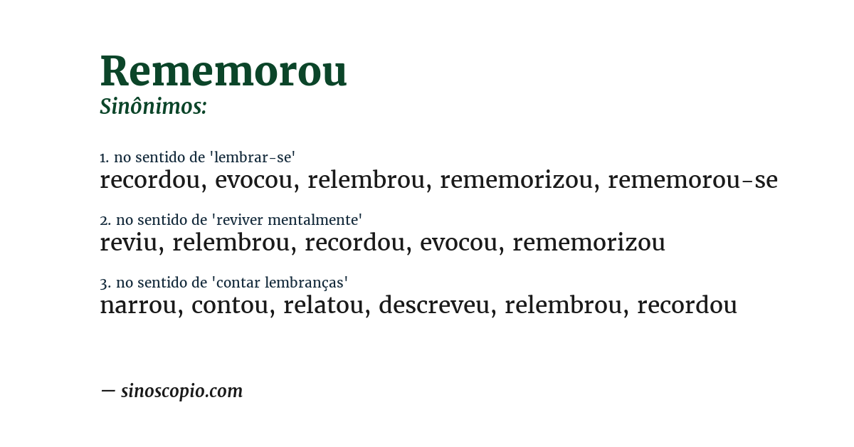 Sinônimo de rememorou