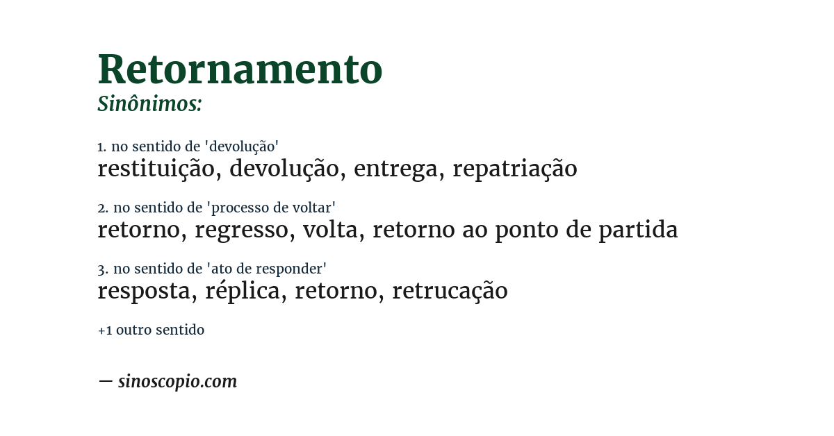 Sinônimo de retornamento