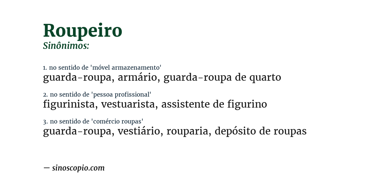 Sinônimo de roupeiro