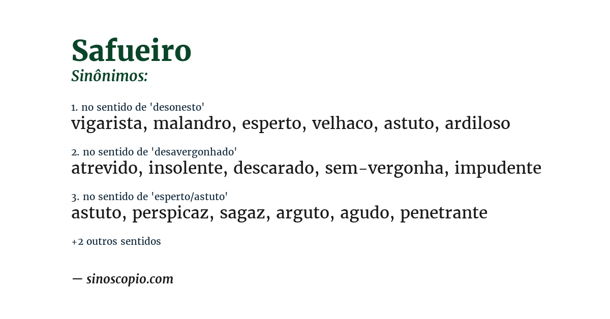Sinônimo de safueiro