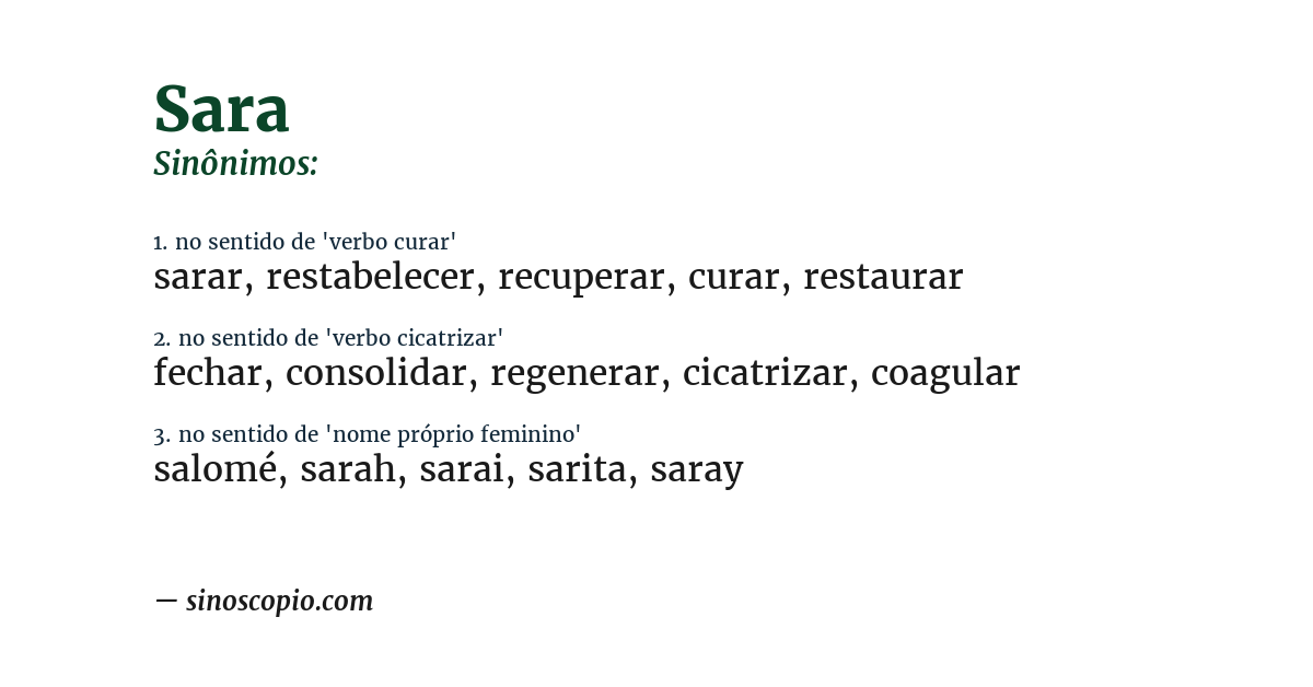 Sinônimo de sara