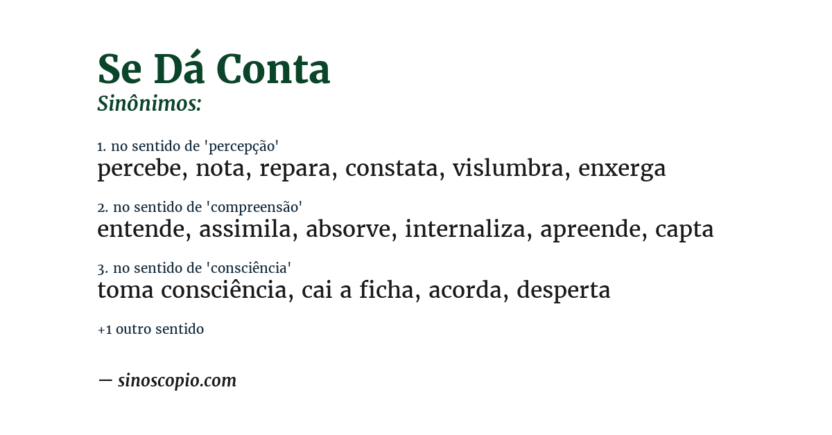 Sinônimo de se dá conta