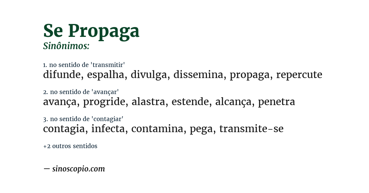 Sinônimo de se propaga