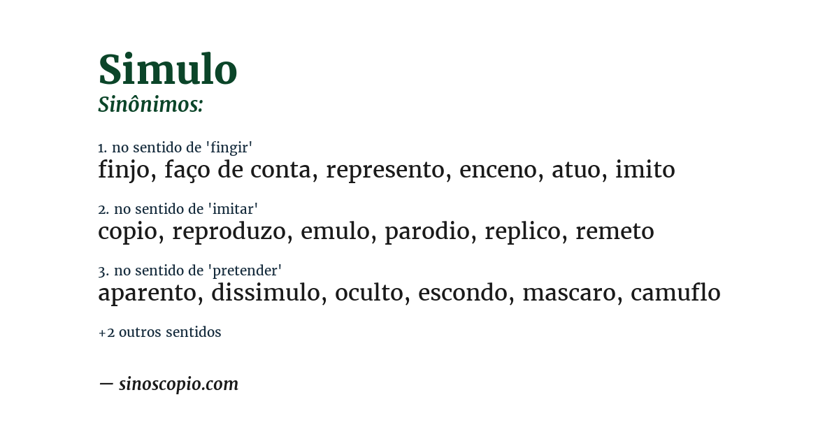 Sinônimo de simulo