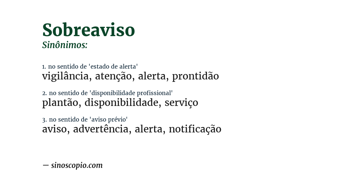 Sinônimo de sobreaviso
