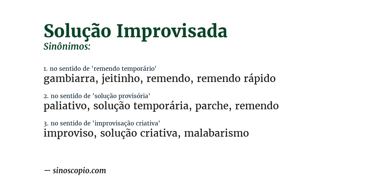 Sinônimo de solução improvisada
