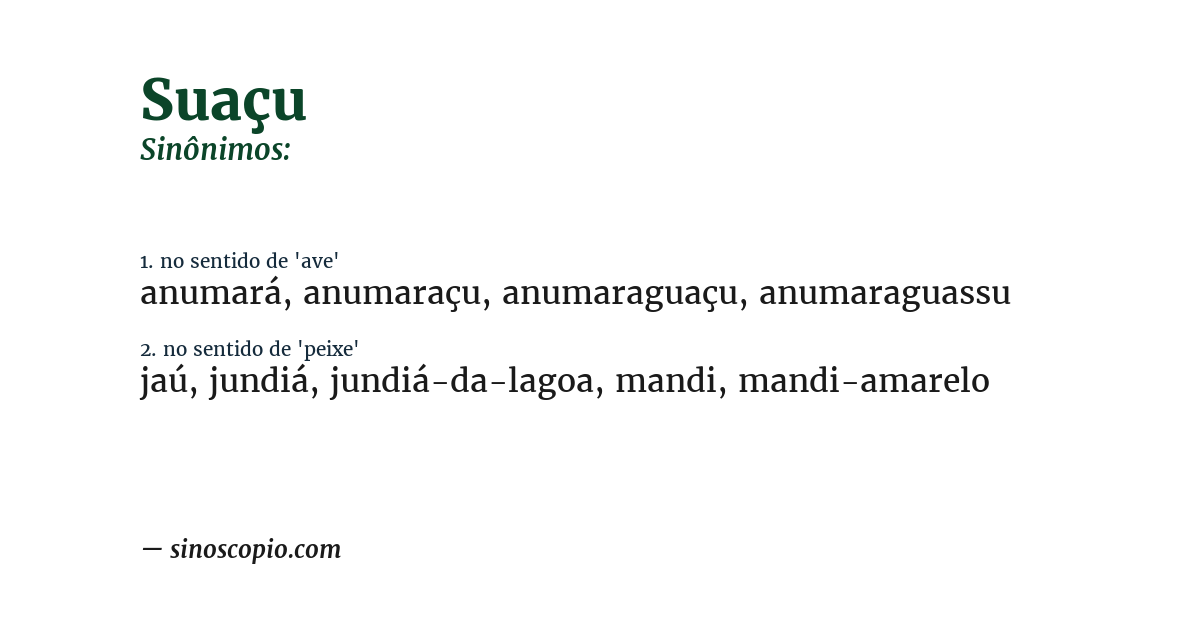 Sinônimo de suaçu