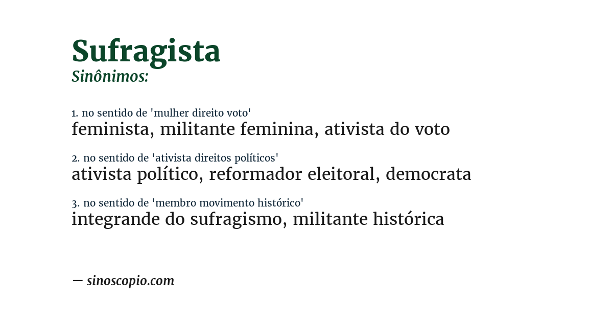 Sinônimo de sufragista