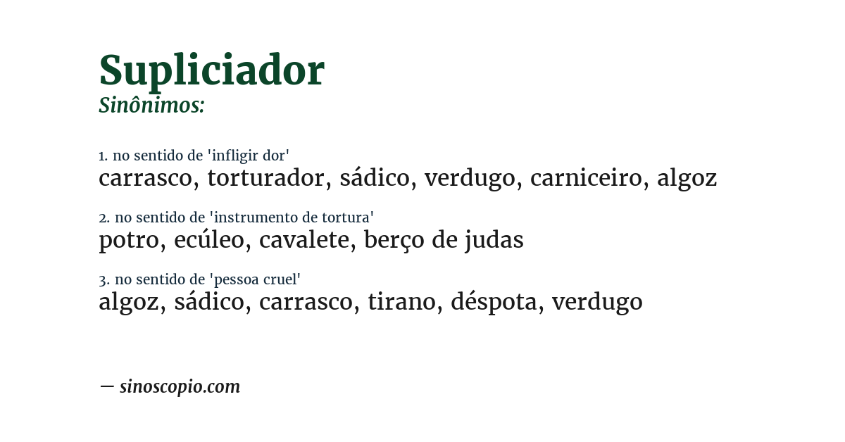 Sinônimo de supliciador