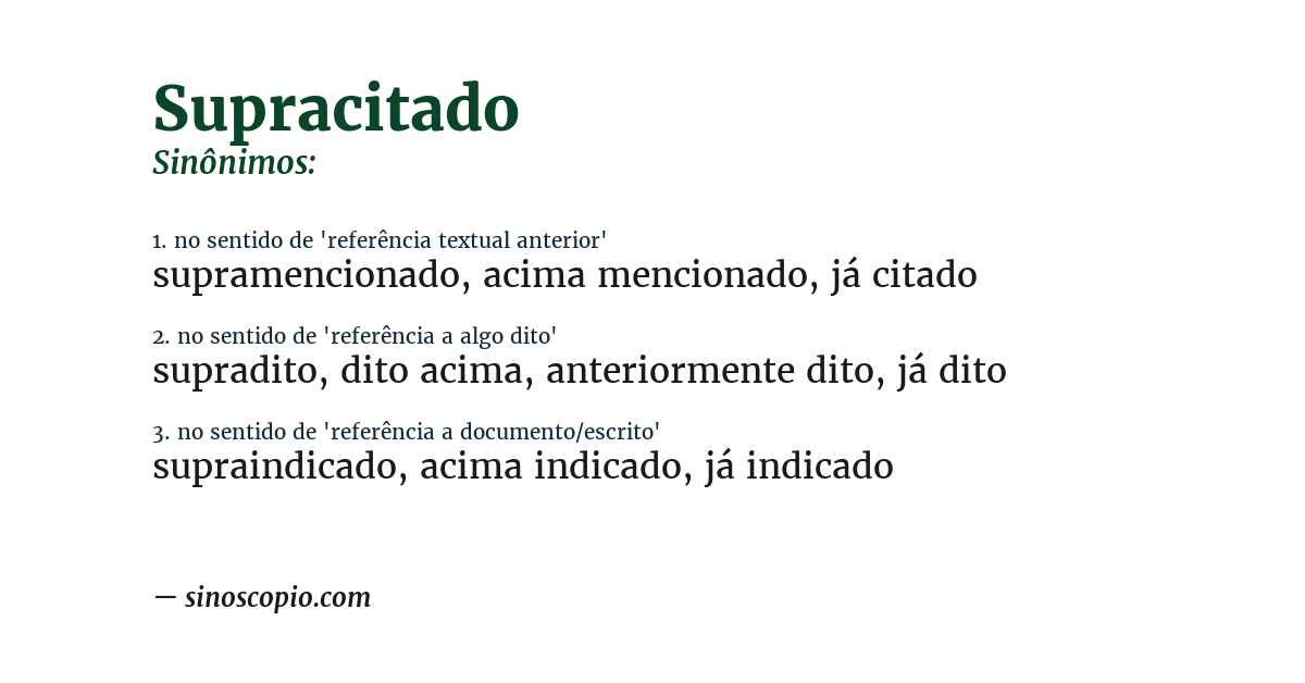 Sinônimo de supracitado