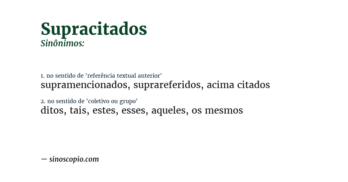 Sinônimo de supracitados
