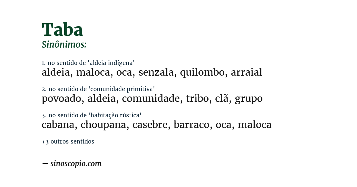Sinônimo de taba