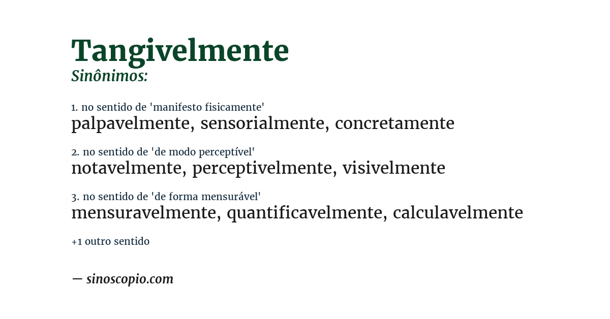 Sinônimo de tangivelmente