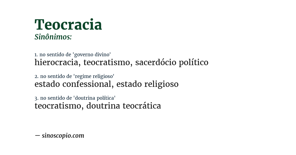 Sinônimo de teocracia
