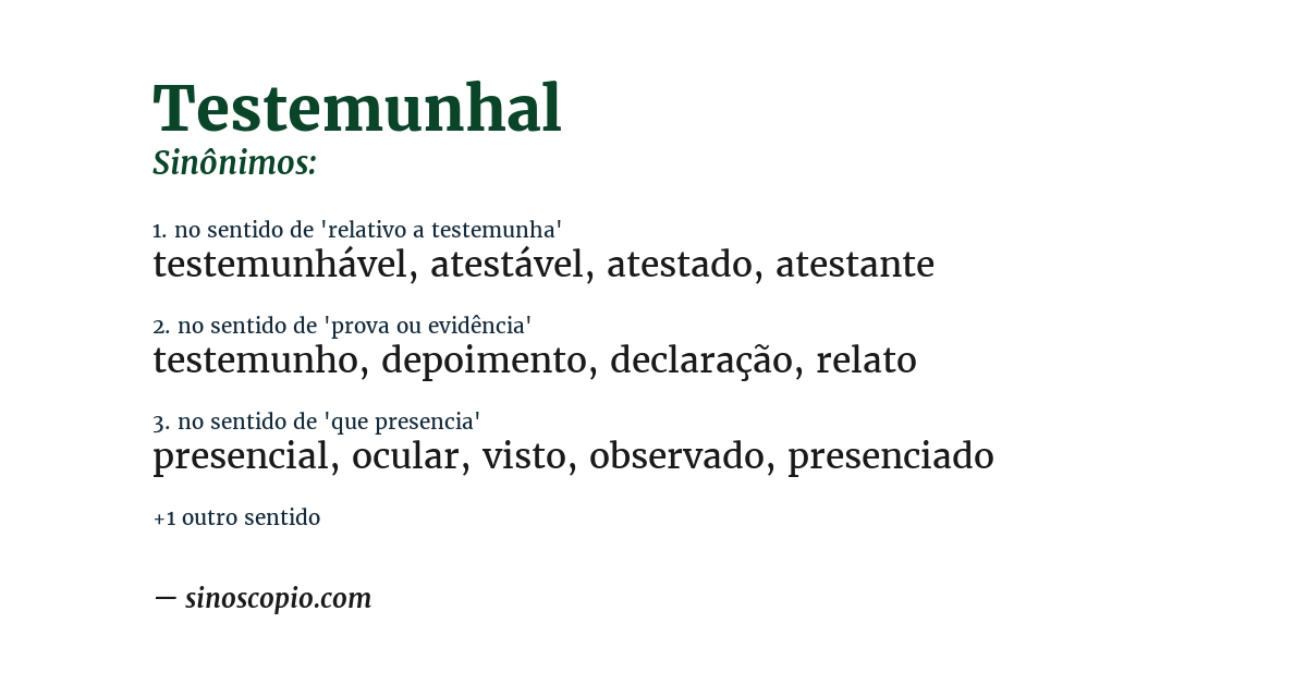 Sinônimo de testemunhal