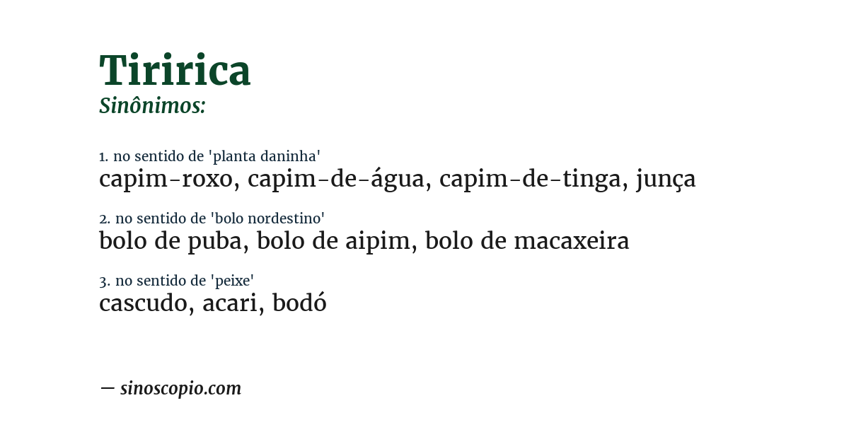 Sinônimo de tiririca