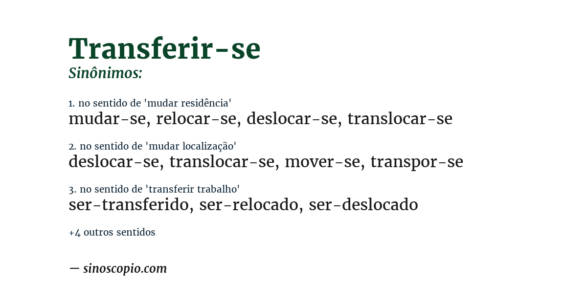 Sinônimo de transferir-se