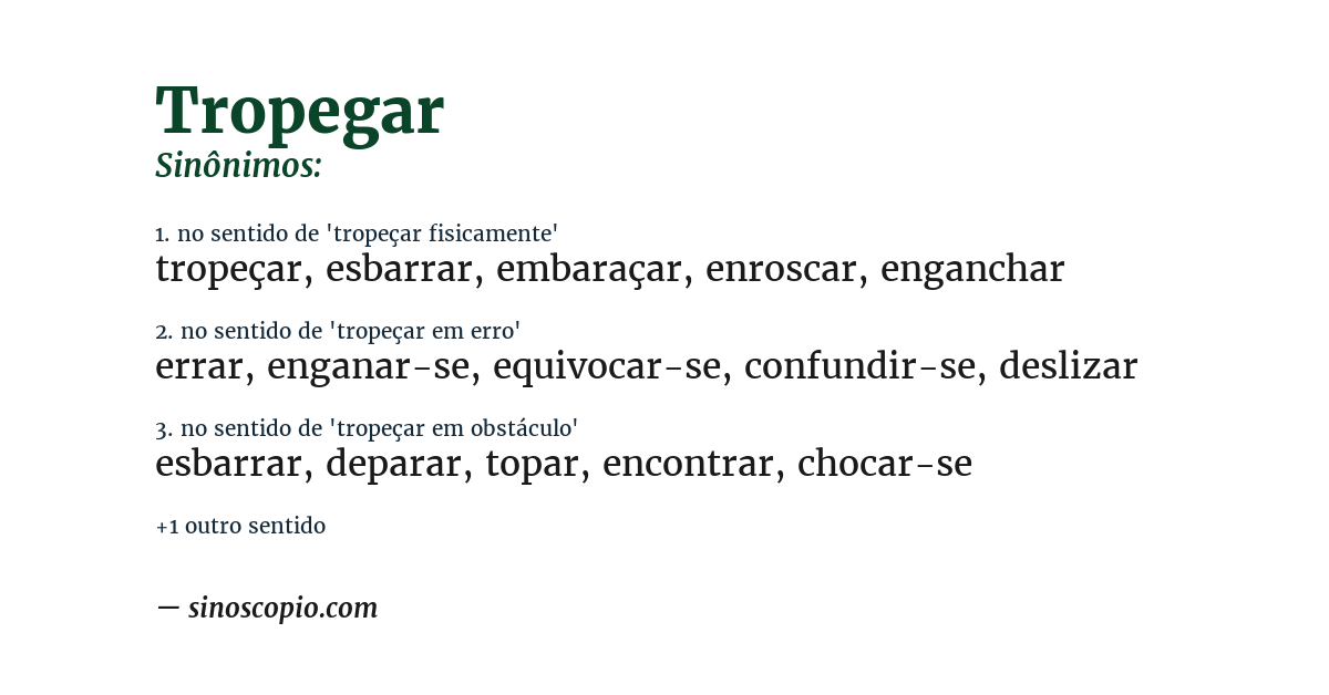 Sinônimo de tropegar