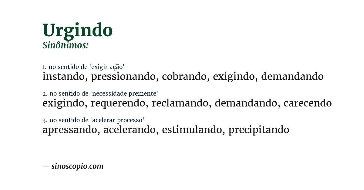Sinônimo de urgindo