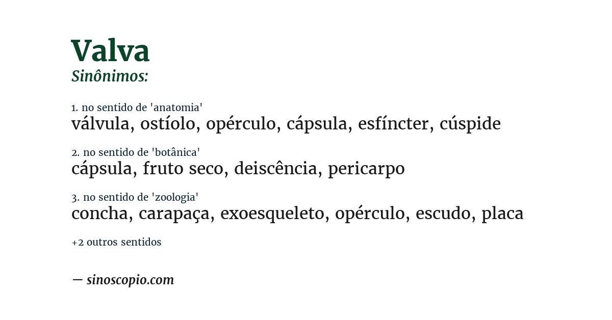 Sinônimo de valva