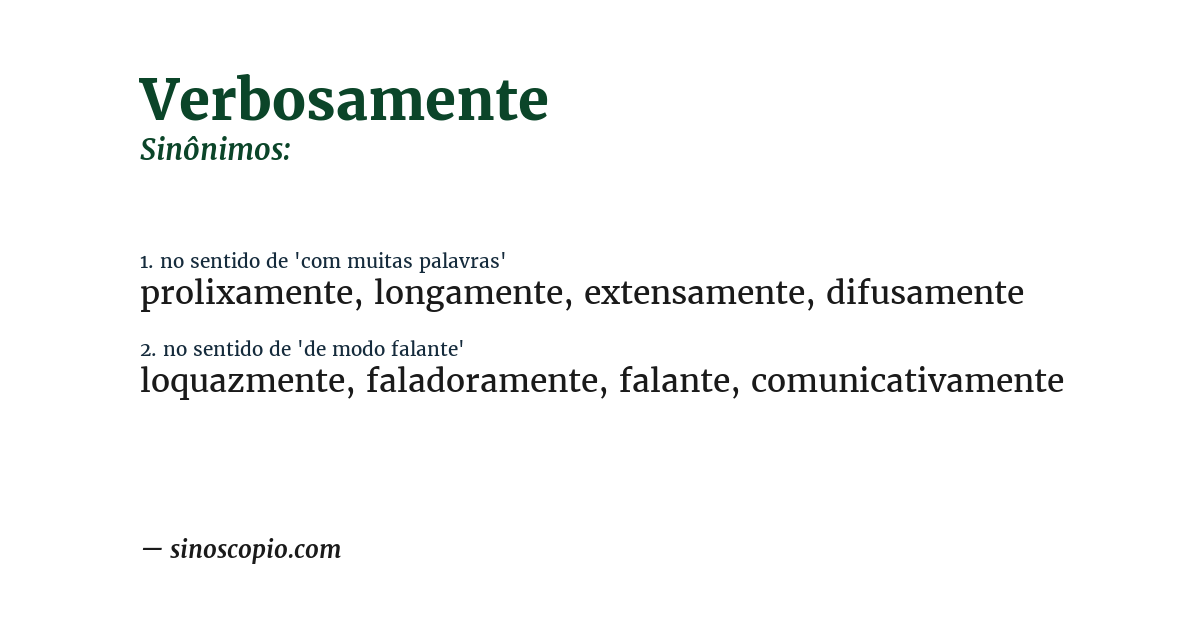 Sinônimo de verbosamente