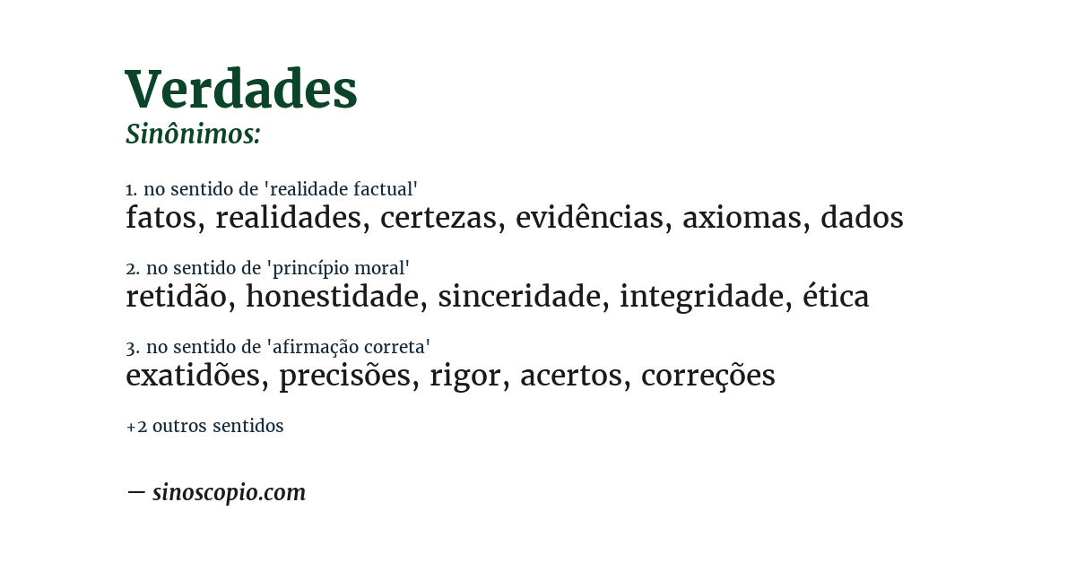 Sinônimo de verdades