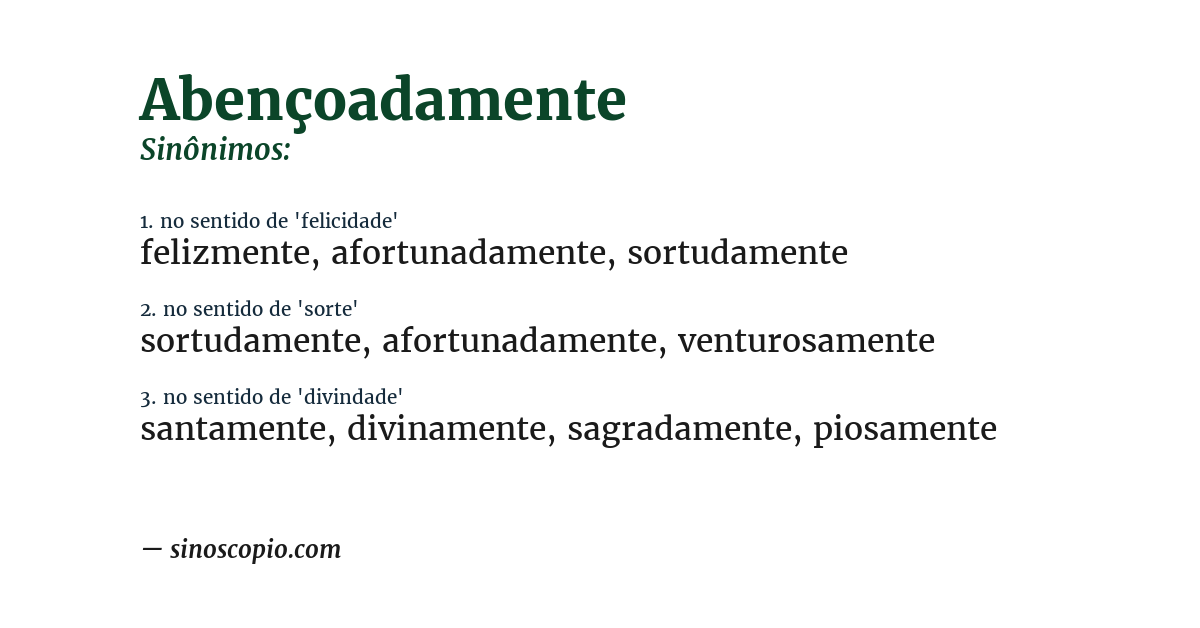Sinônimo de abençoadamente
