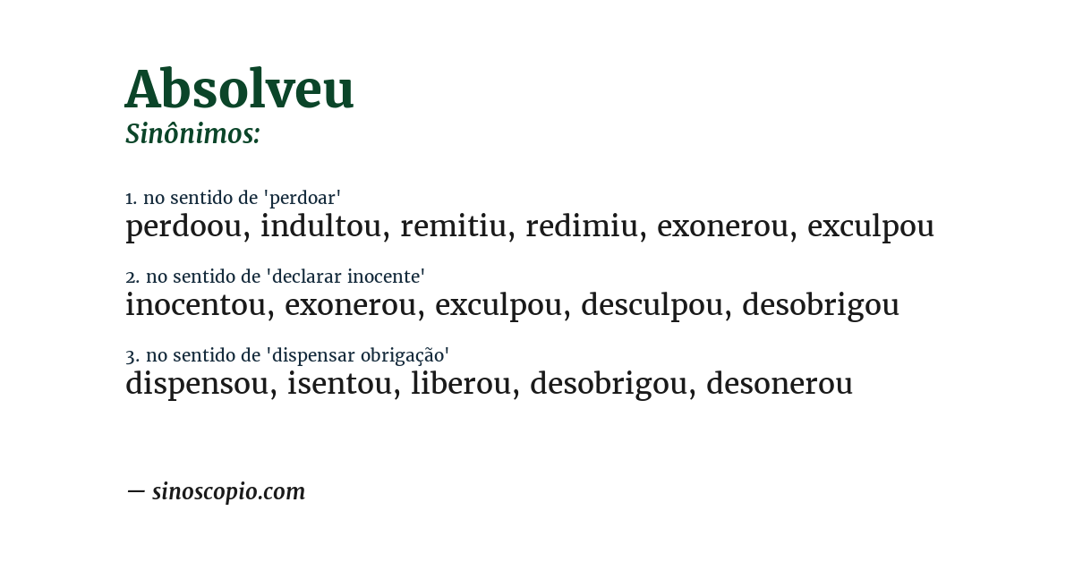 Sinônimo de absolveu