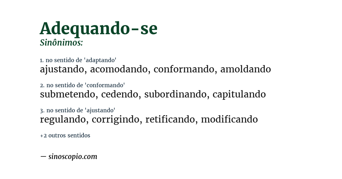 Sinônimo de adequando-se