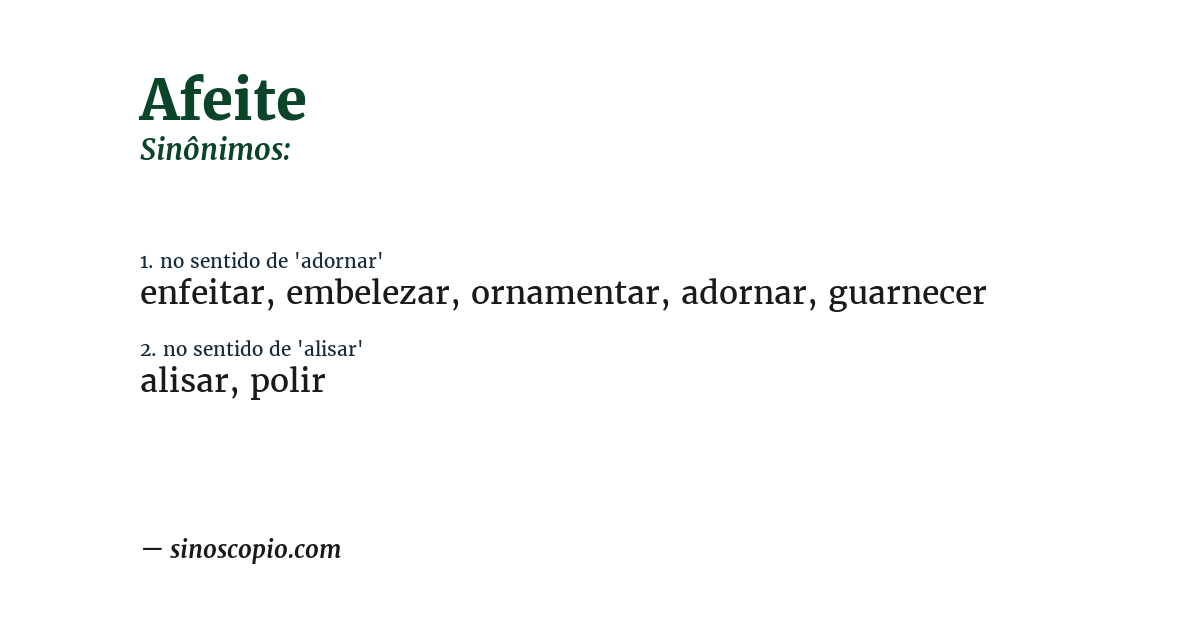 Sinônimo de afeite