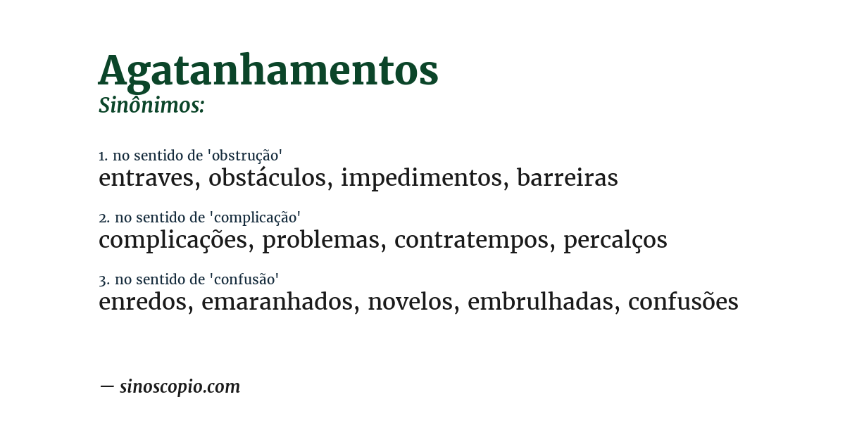 Sinônimo de agatanhamentos