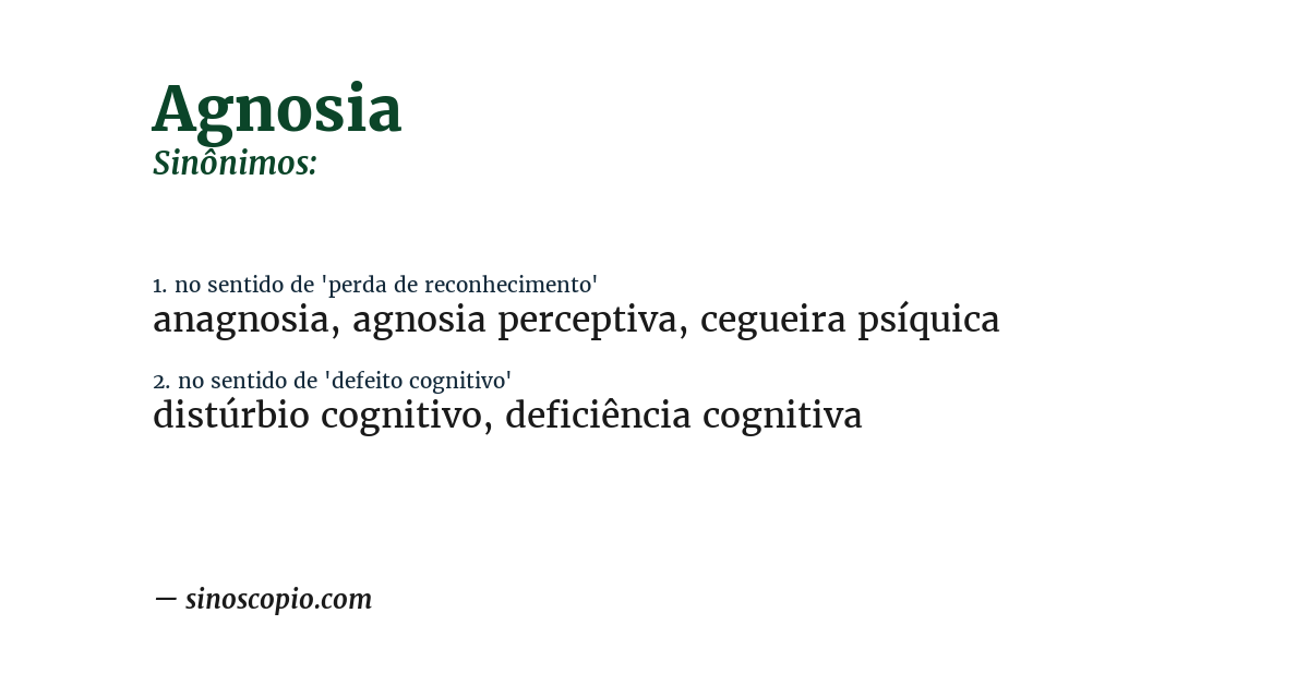 Sinônimo de agnosia