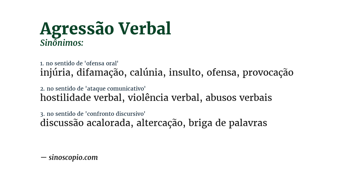 Sinônimo de agressão verbal