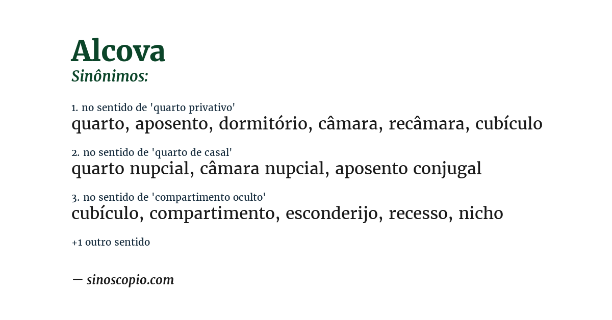 Sinônimo de alcova