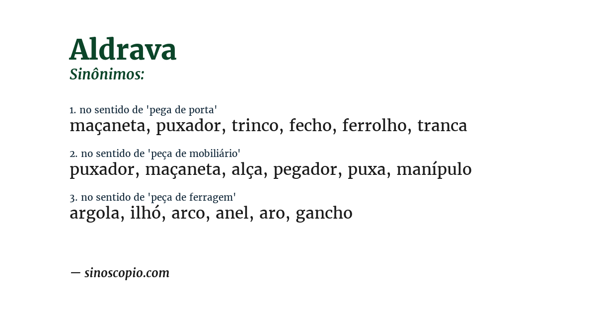 Sinônimo de aldrava