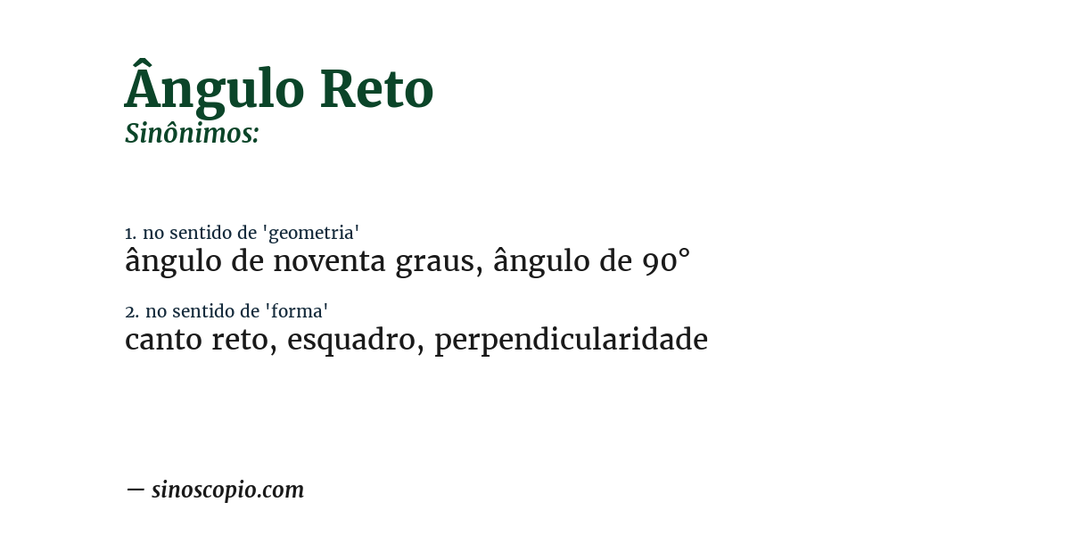 Sinônimo de ângulo reto