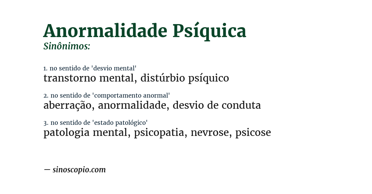 Sinônimo de anormalidade psíquica
