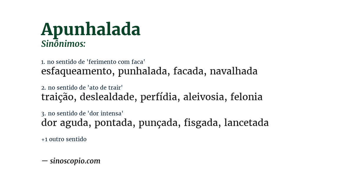 Sinônimo de apunhalada