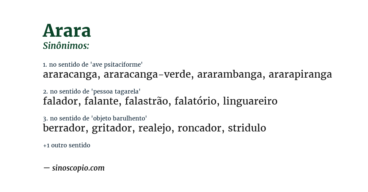 Sinônimo de arara