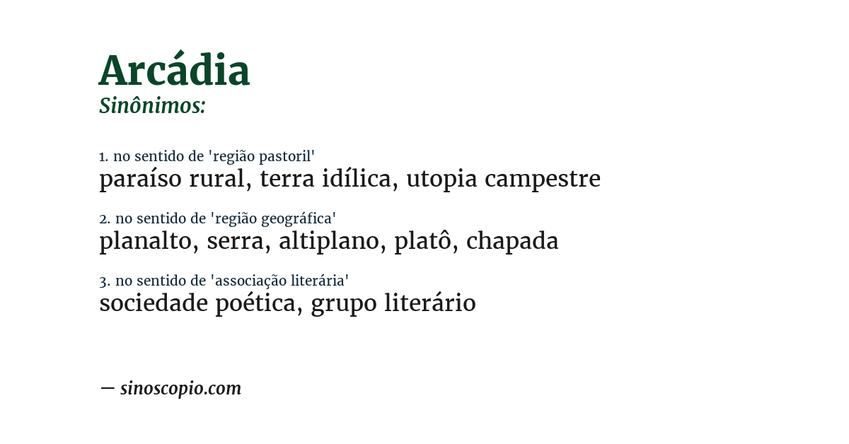 Sinônimo de arcádia