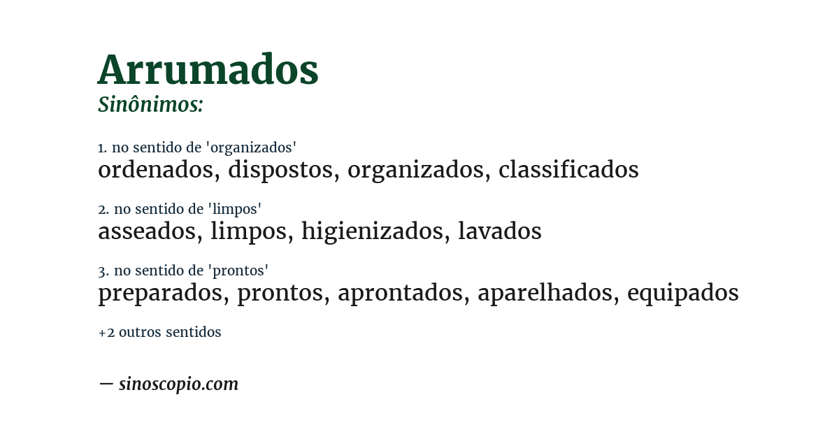 Sinônimo de arrumados