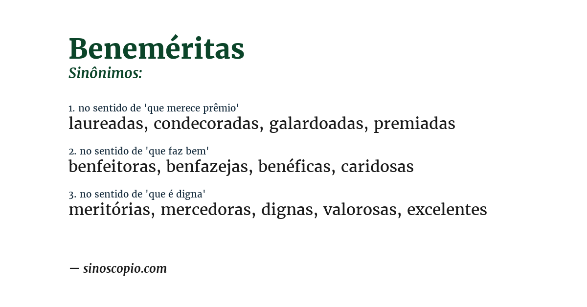 Sinônimo de beneméritas